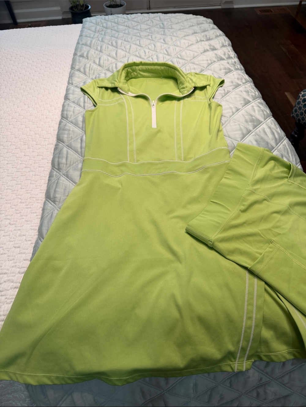 Victoria Paulsen Lime Green Active One-Piece Dress with Zip Collar